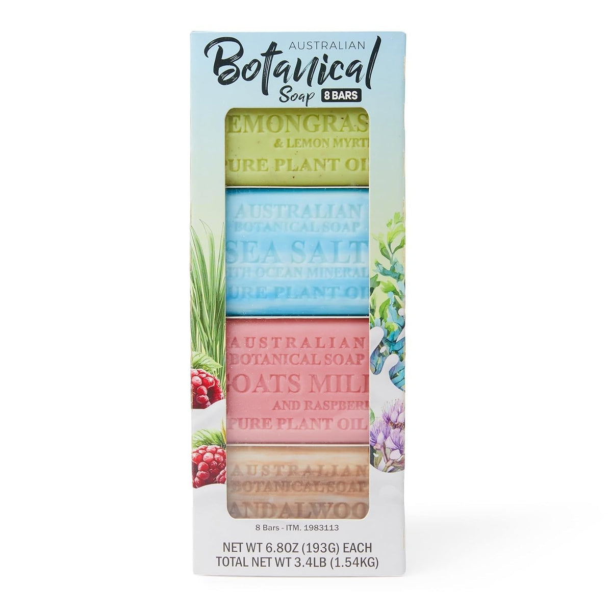 Australian Botanical Goat Milk Bar Soap 8-Pack with Shea Butter - Triple Milled & Moisturizing