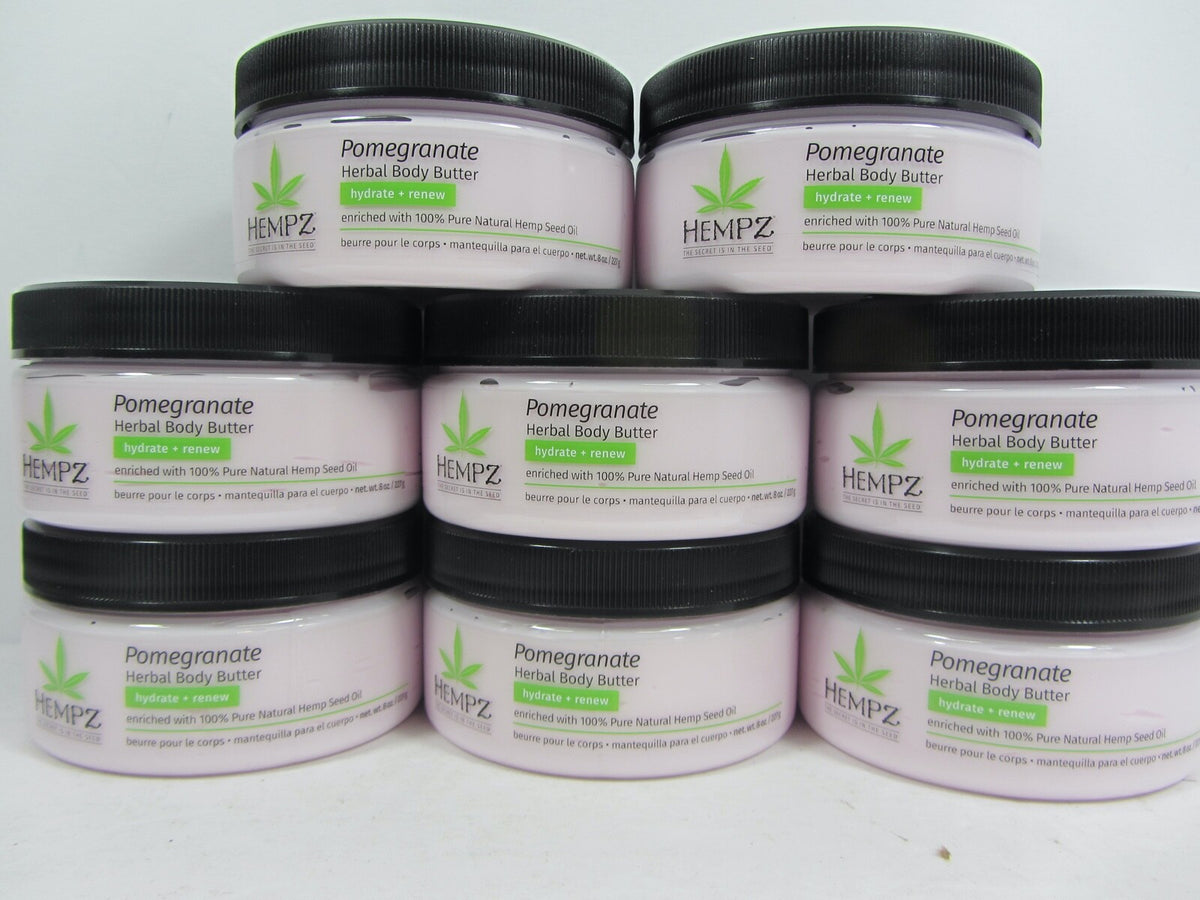 Hempz Pomegranate Herbal Body Butter - 8 Pack, 8 oz Moisturizer for All Skin Types