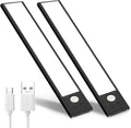 Motion Activated RV Step Lights 2 Pack USB Rechargeable 48 LED Black