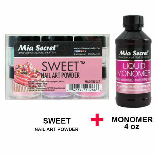 Nail Art Powder Set with Monomer 4oz for Acrylic Nails - 6 Color Collection
