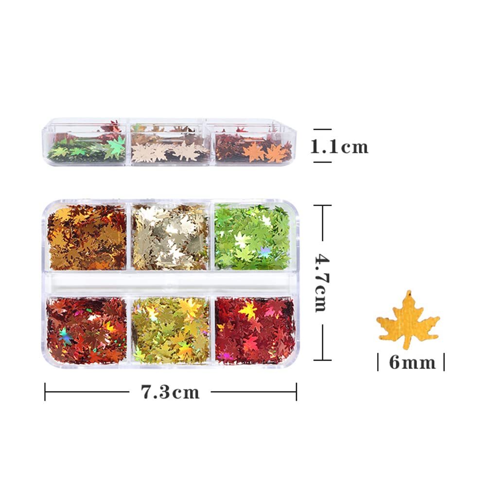 Fall Maple Leaf Glitter Nail Art Sequins for Manicure & Crafts