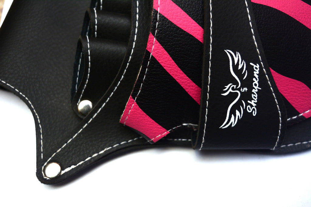 Professional Hairdresser Scissor Holster Case with Waist Belt - Pink PU Leather