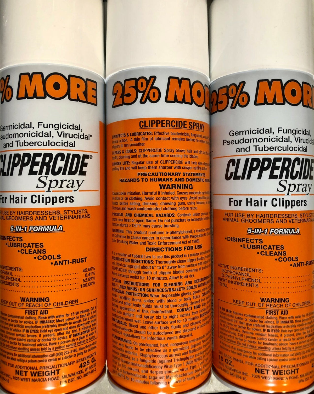 Aerosol Disinfectant Spray for Clipper Maintenance - 15oz, 3 Cans