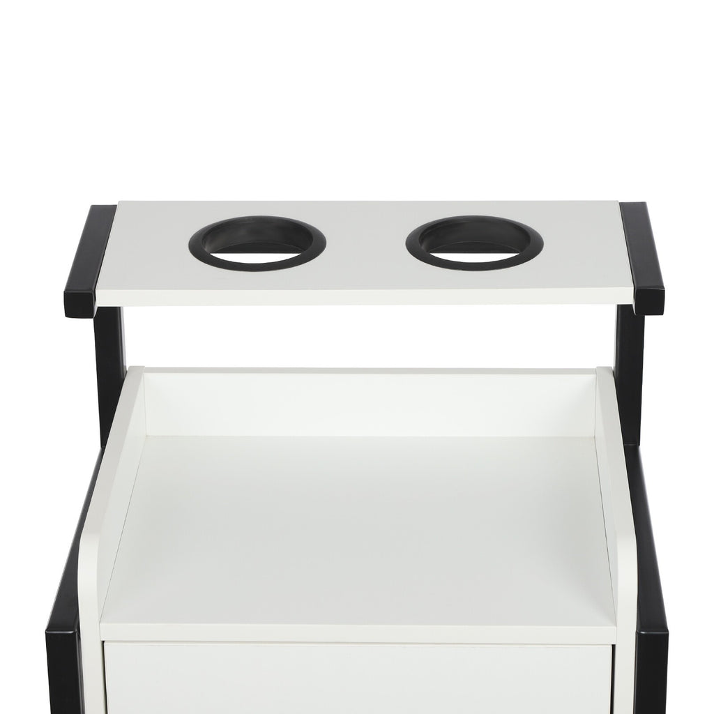 Wall-Mounted Salon Storage Cabinet with 2 Drawers - Black & White