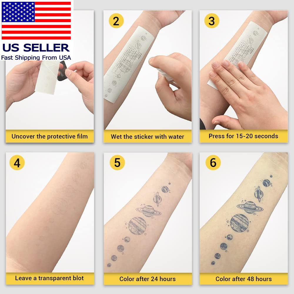 Temporary Tattoos - 8 Sheets Semi-Permanent Fake Tattoos 1-2 Weeks