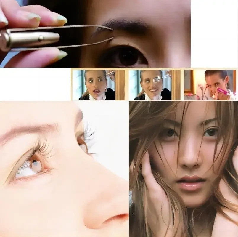 Electric LED Eyebrow Tweezers with Light Precision Makeup Tool