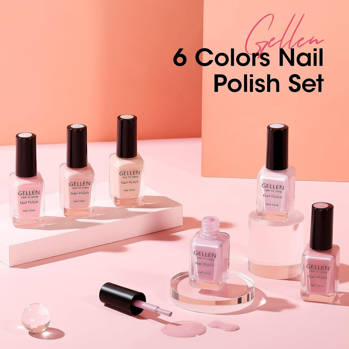 Nude Nail Polish Set - 6 Natural Quick-Dry, Chip-Resistant Colors
