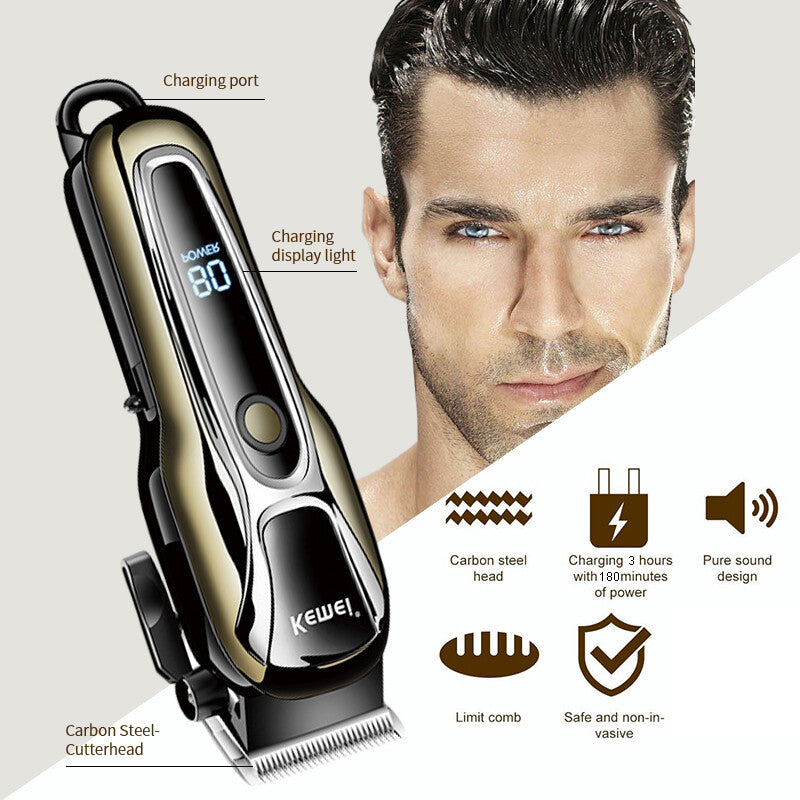 Men's Electric Hair Trimmer Razor Cordless Grooming Kit with LED Display