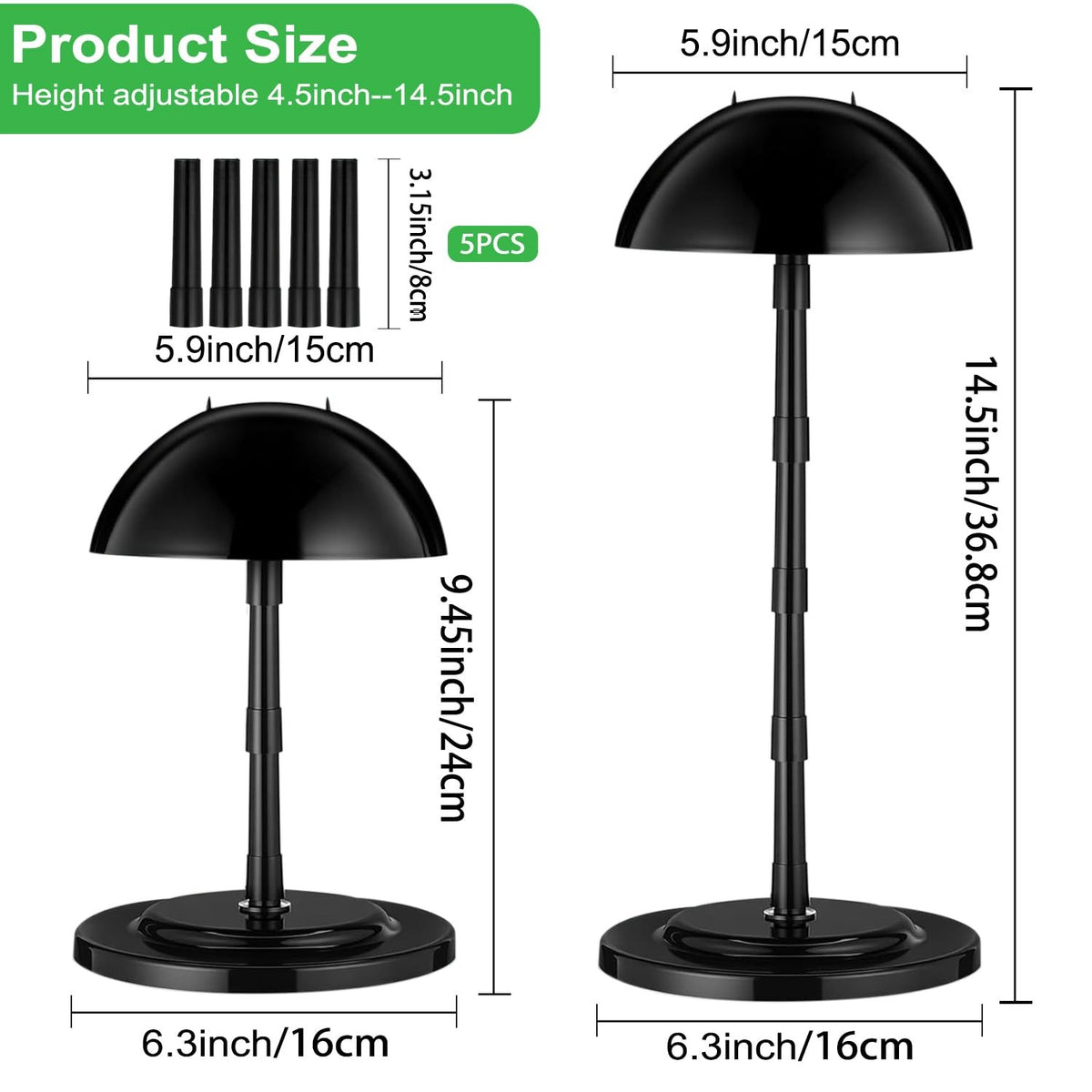 14.5 Inch Portable Wig Stand Holder with Anti-Slip Base for Display & Styling