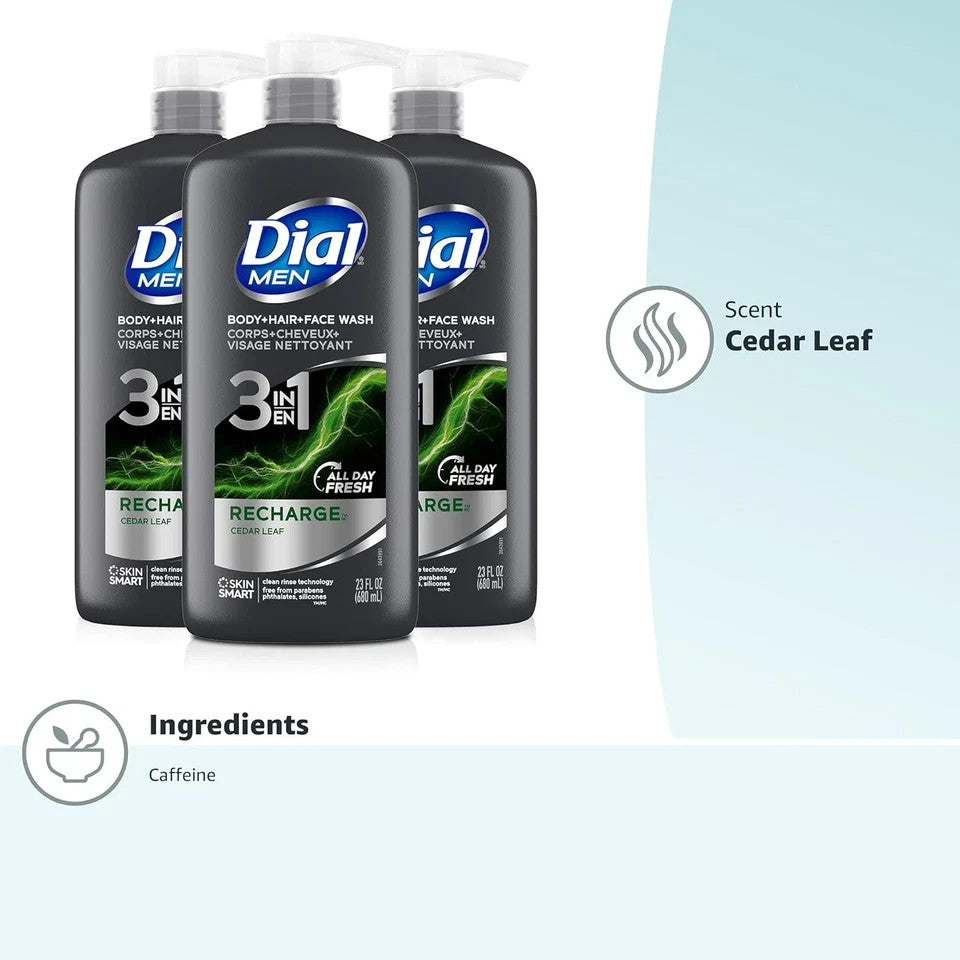 Men's 3-in-1 Body, Hair & Face Wash - Recharge 69 fl oz (3 Bottles)