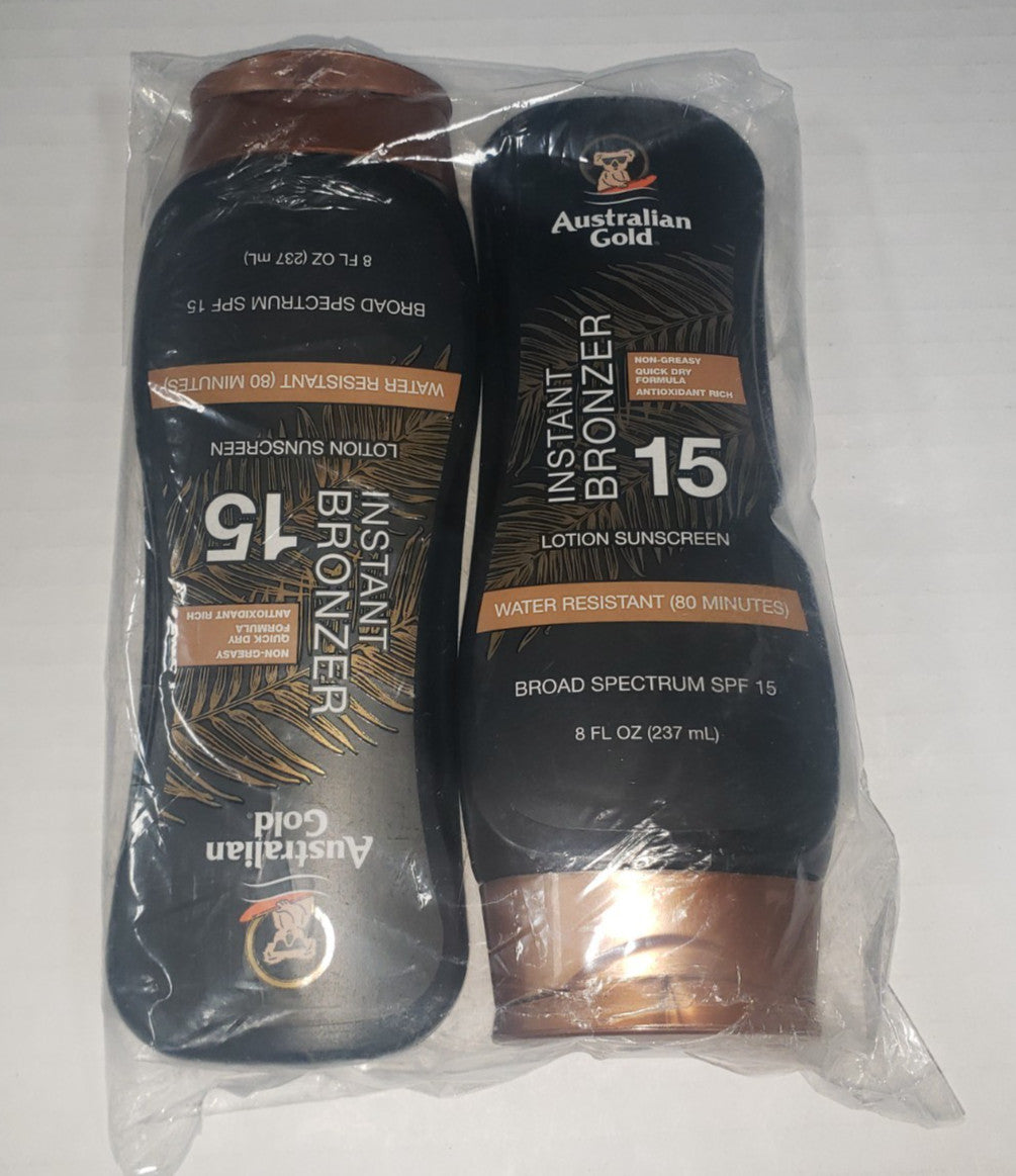 Australian Gold SPF 15 Water-Resistant Instant Bronzer Lotion Sunscreen
