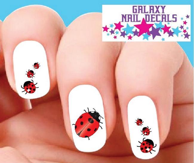 Waterslide Ladybug Nail Decals Set of 20 Assorted Designs for Nail Art