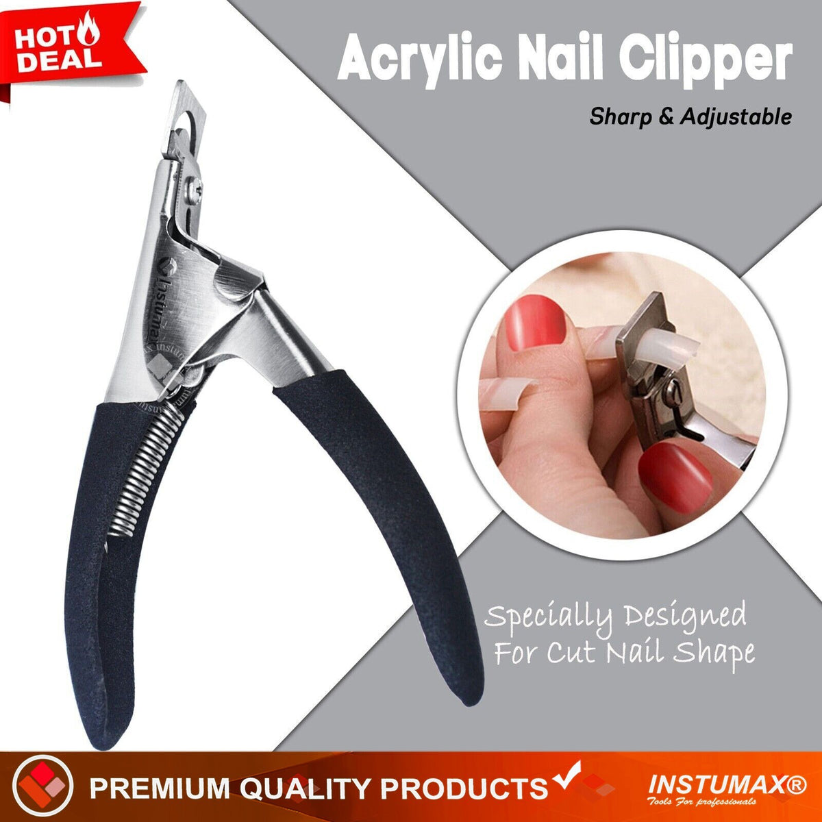 Black Acrylic Nail Clipper for False Nails - Manicure Tool Cutter