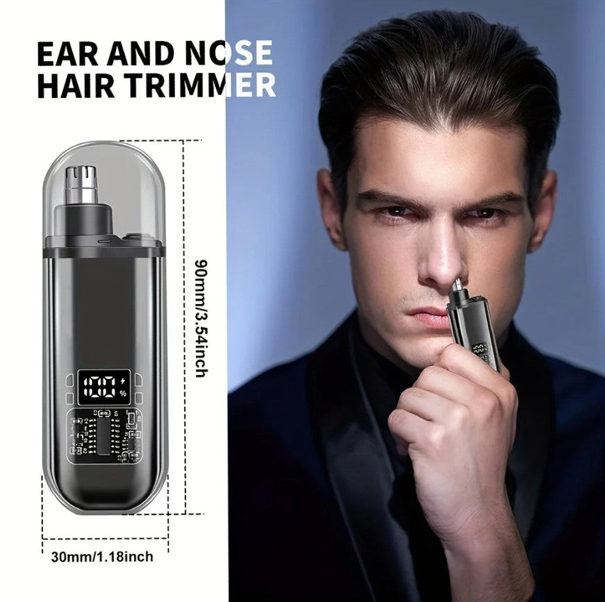 USB Rechargeable Nose & Ear Hair Trimmer - Compact Electric Grooming Tool