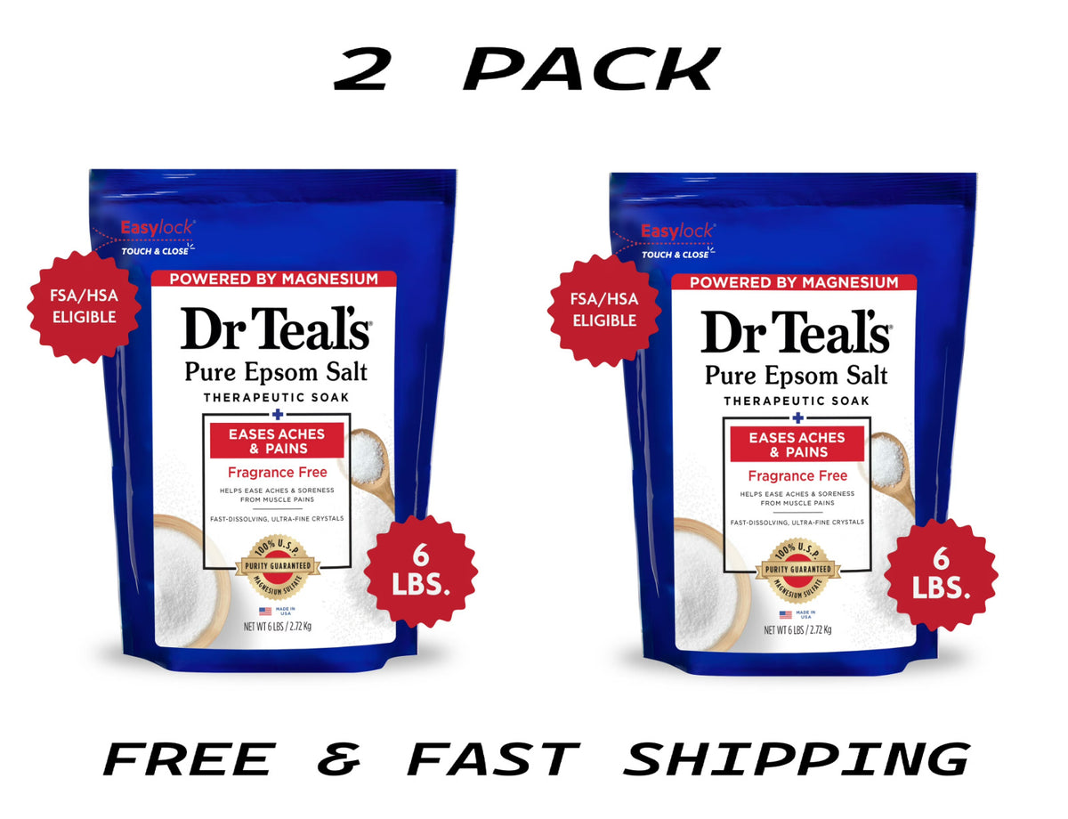 Therapeutic Epsom Salt Soak - Fragrance-Free, 12 lbs 2-Pack