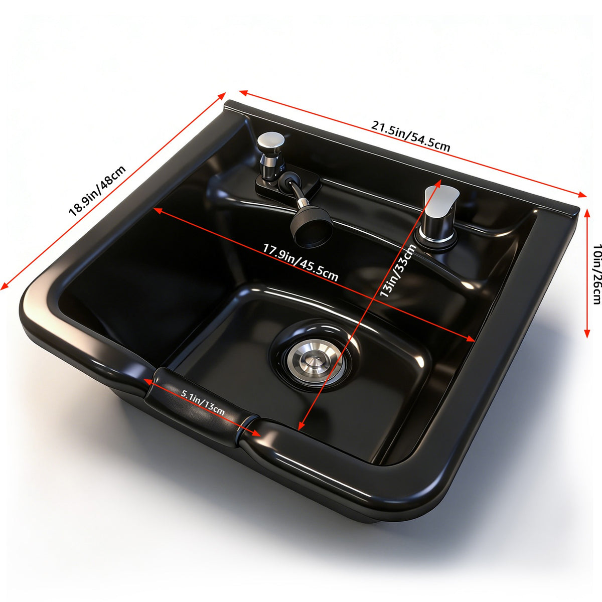Wall Mount Hair Wash Basin for Salons and Home Use - ABS Shampoo Sink with Vacuum Breaker