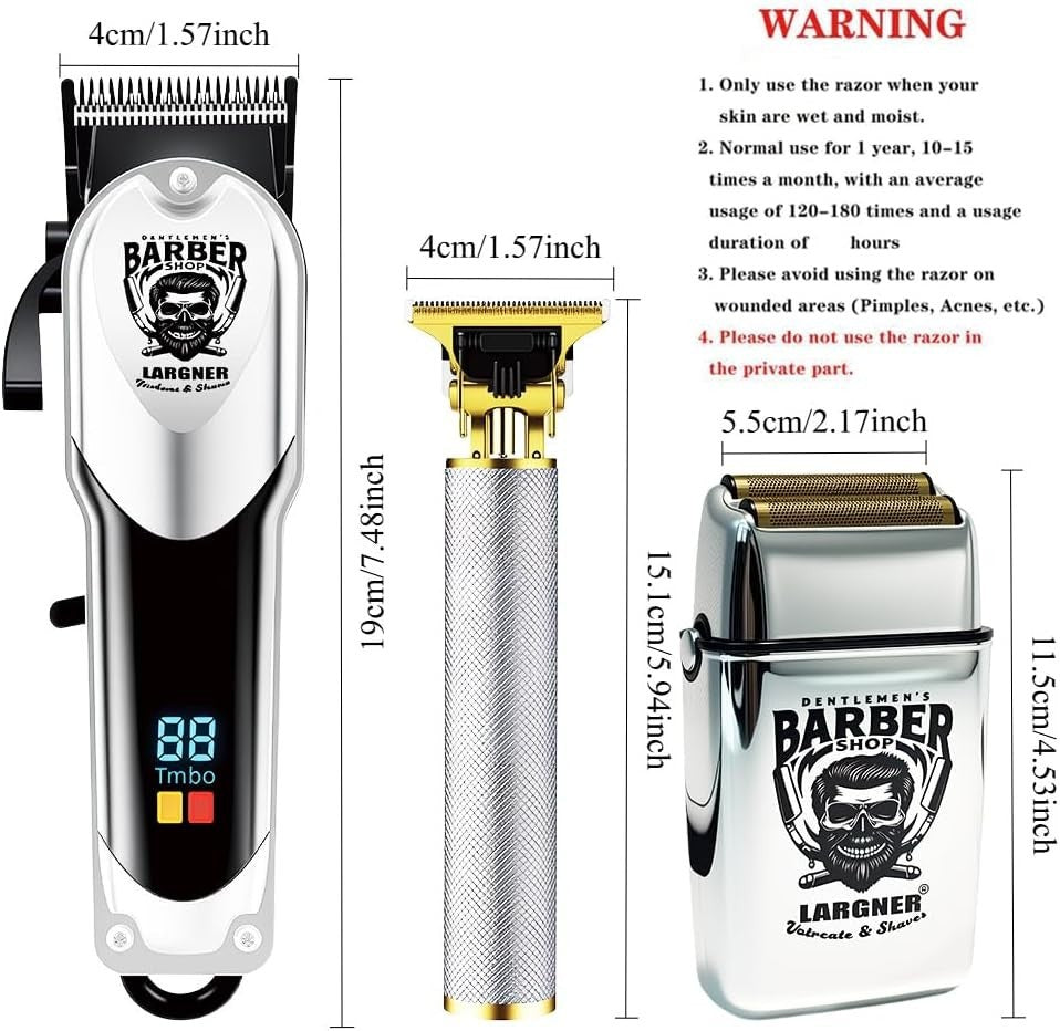 Professional Hair Cutting Kit for Men Wireless Trimmer & Shaver Set