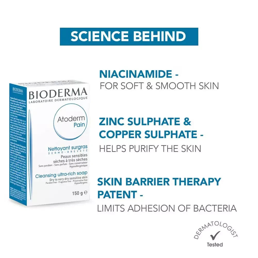 Bioderma Atoderm Intensive Pain Ultra-Soothing Cleansing Bar 150g - Pack of 2