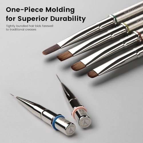 Nail Art Brush Set with Holder - 8 Interchangeable Heads for Gel, French Tip & Liner