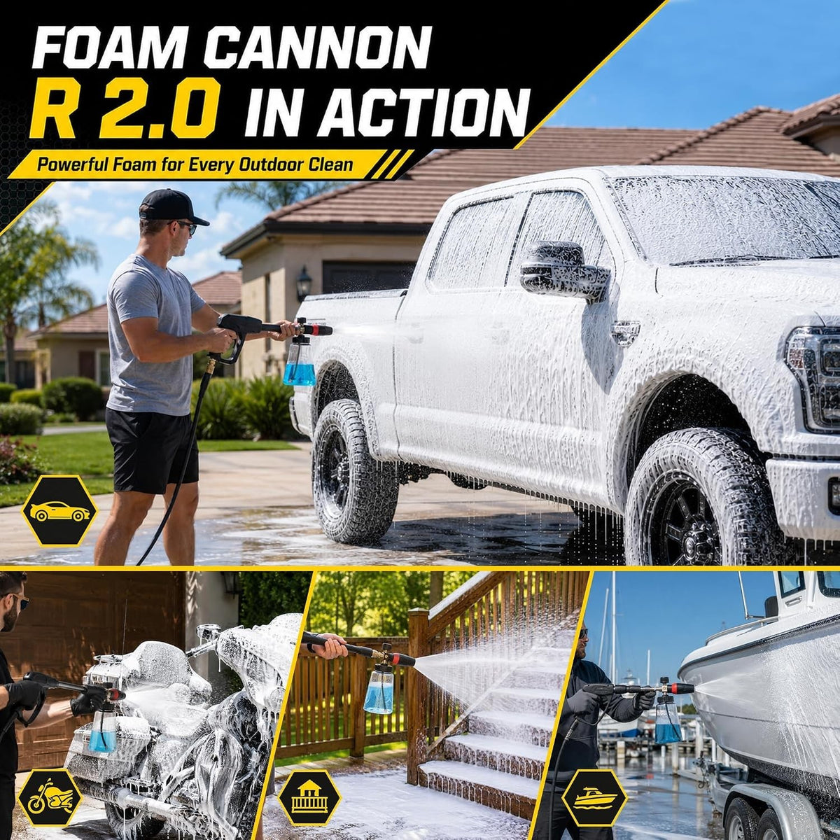 Adjustable Foam Cannon R 2.0 for Car Wash Snow Foam with Wide Mouth & Leak-Resistant Cap