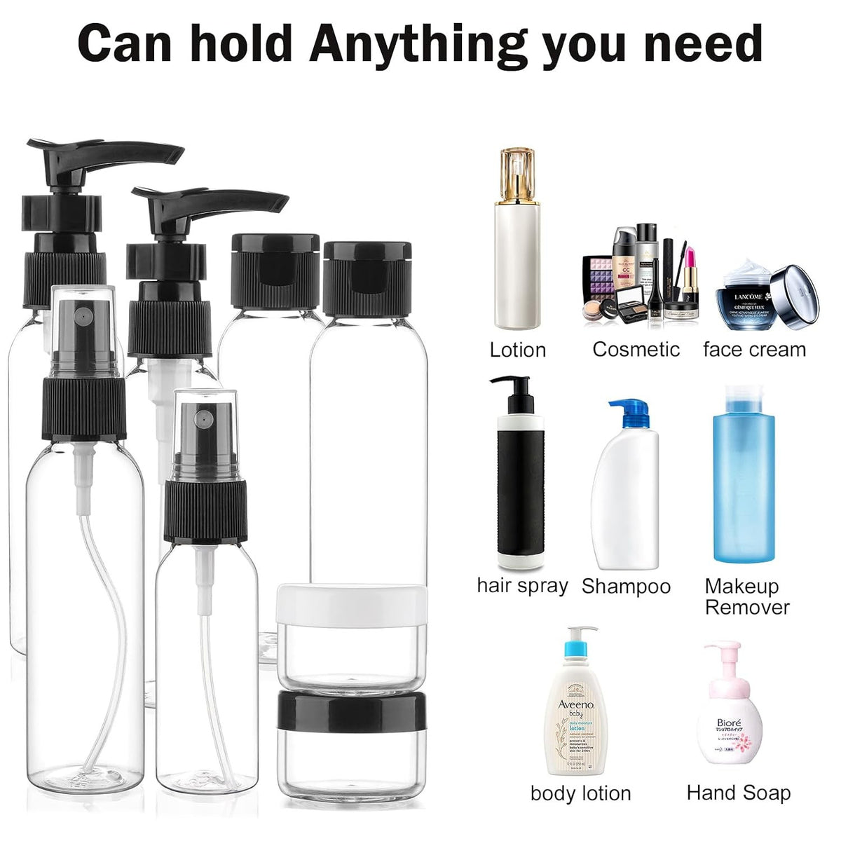 13-Piece TSA Approved Travel Toiletry Bottles Set Leak-Proof Containers