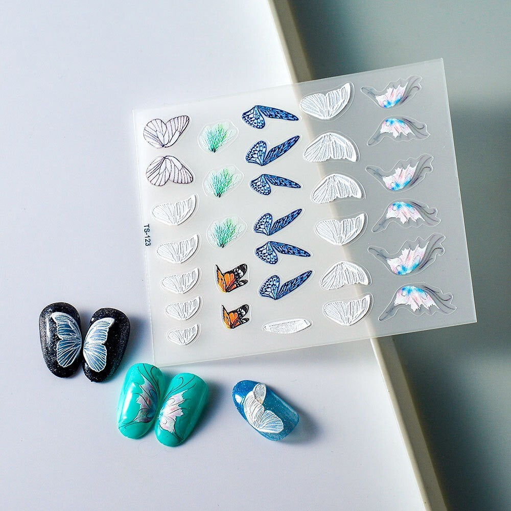 Butterfly Wing Nail Art Stickers Self-Adhesive for DIY Manicure - 1 Sheet