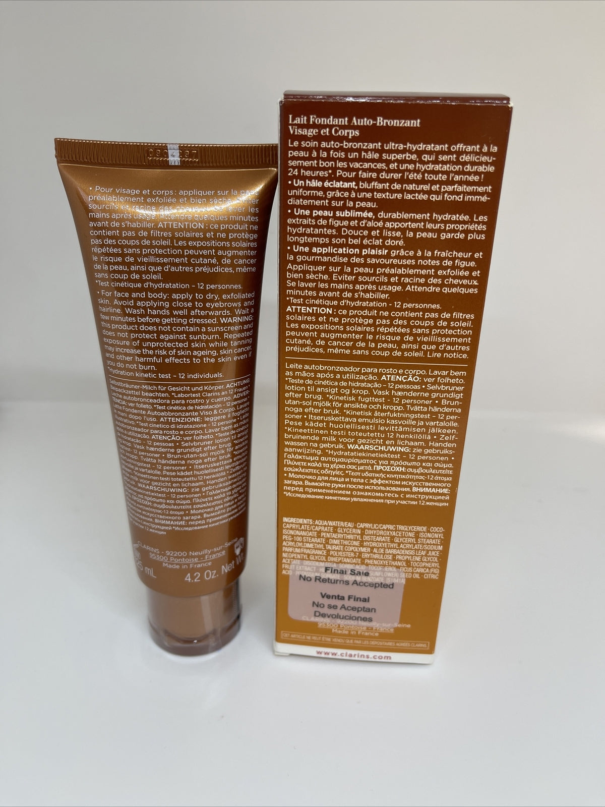 Clarins Self Tanning Milk Lotion with Fig Extract 4.2 oz Face & Body