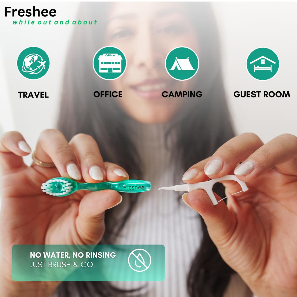 Disposable Mini Toothbrush with Mint Bead - 5-in-1 Travel Oral Care Set, 24 Pack