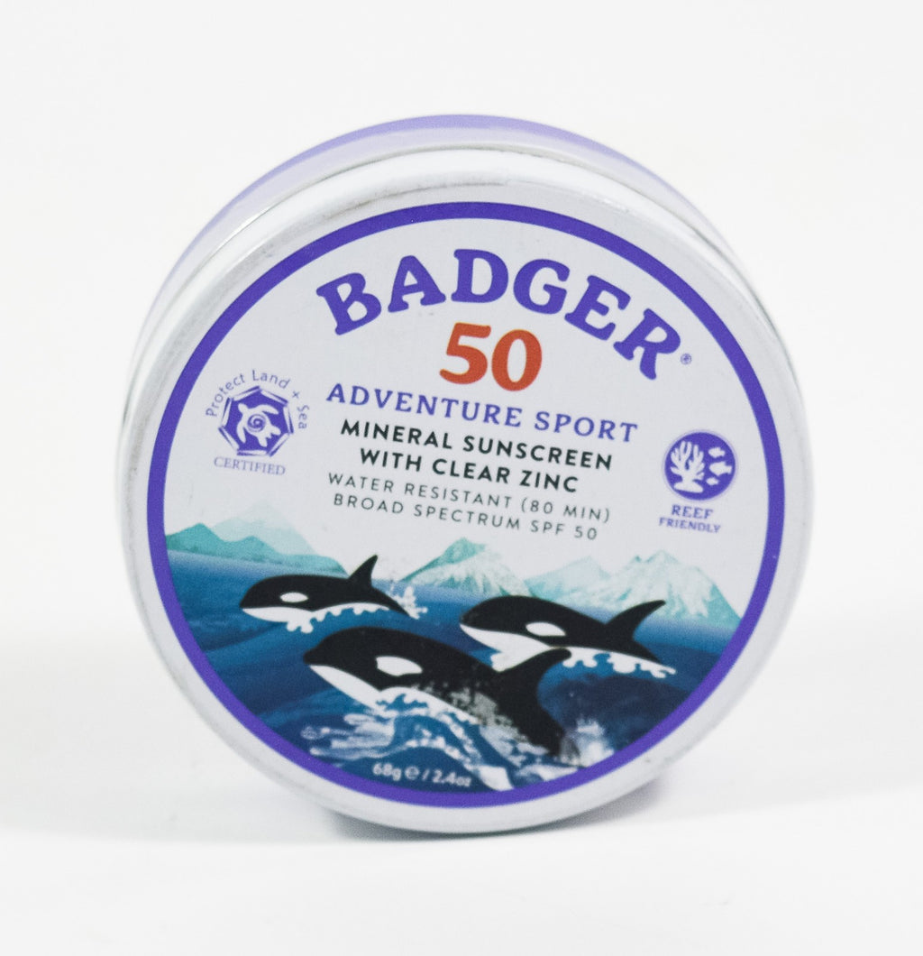 Mineral Sunscreen SPF 30 Clear Zinc Waterproof 2.4oz Tin Adventure Sport