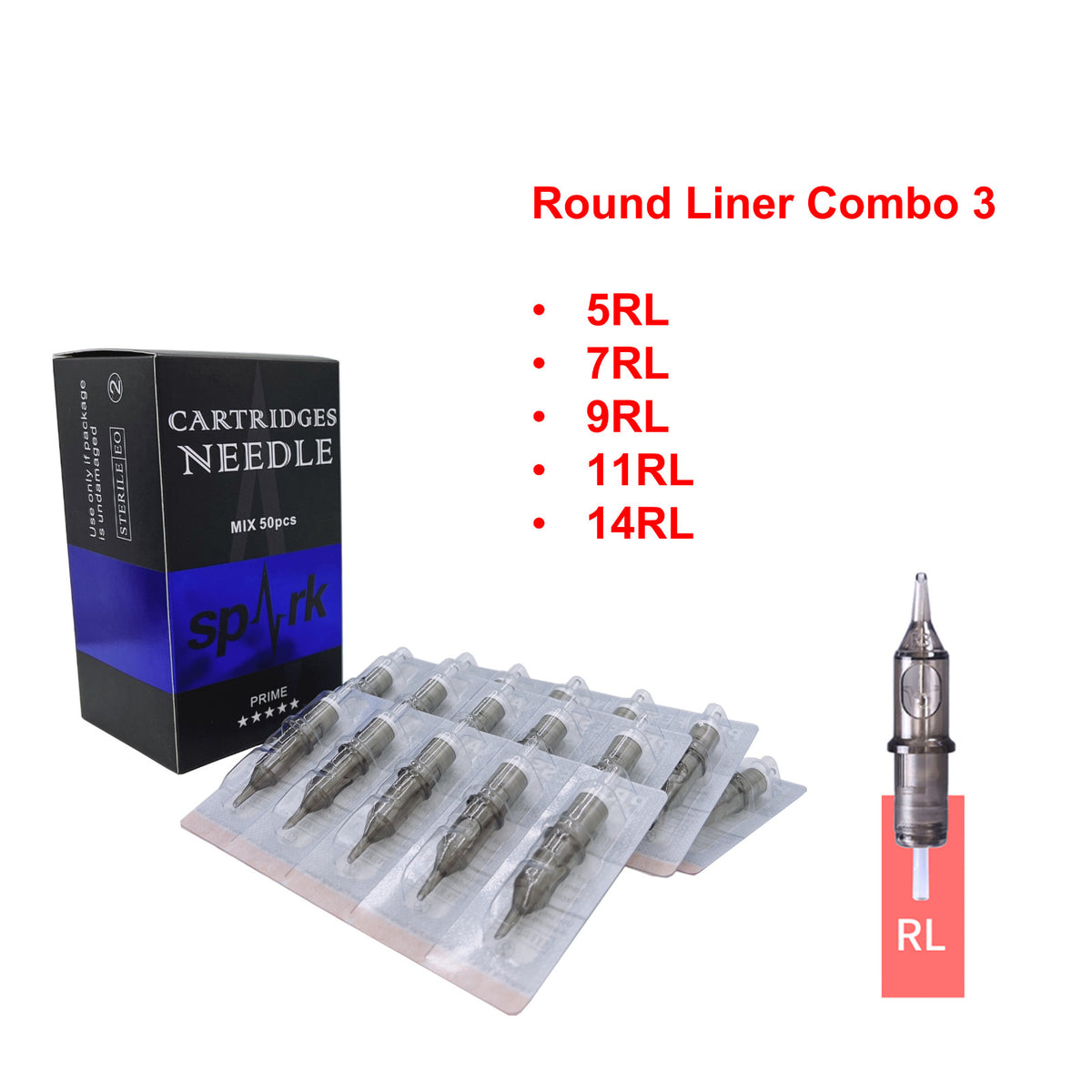 50PCS Disposable Tattoo Cartridge Needles Set for Professional Use - Mix Combo