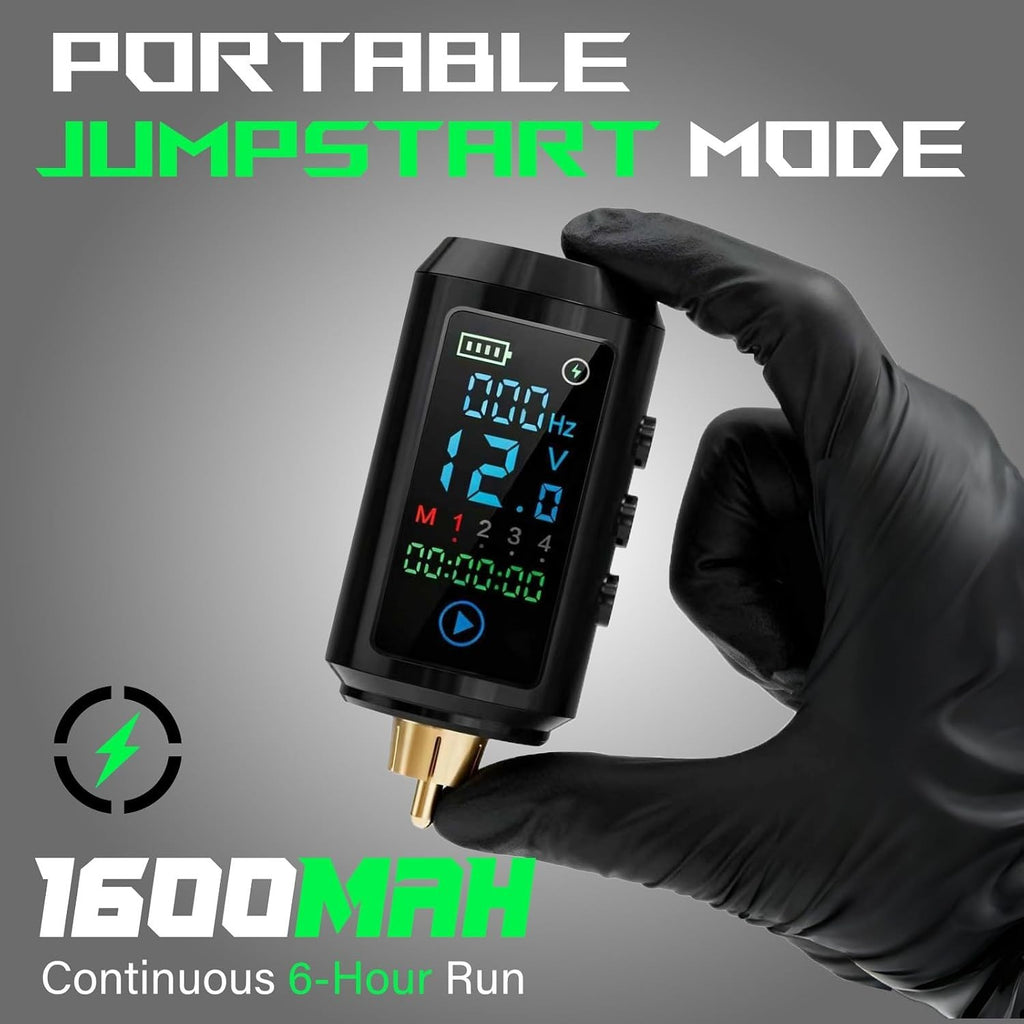 Wireless Tattoo Battery Pack with Jumpstart Function – 6 Hour Performance