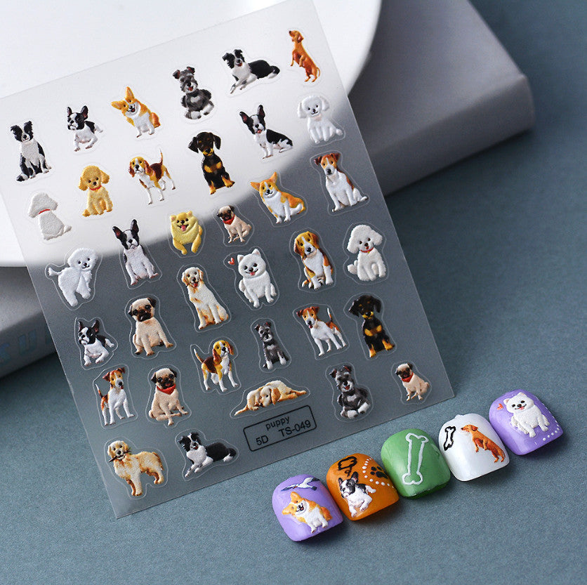Nail Art Character Puppy Dogs Nail Stickers - 1 Sheet, Easy Nail Decoration