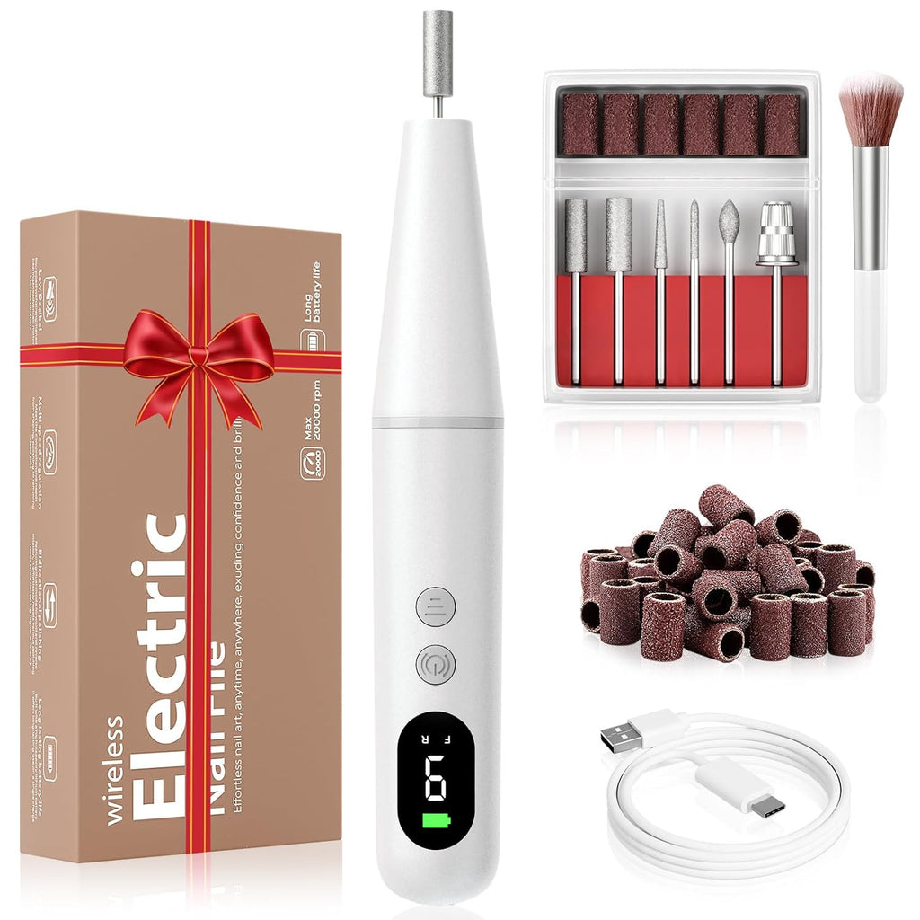 Cordless Electric Nail Drill Kit for Acrylic Gel & Dip Nails - Portable Manicure Tool