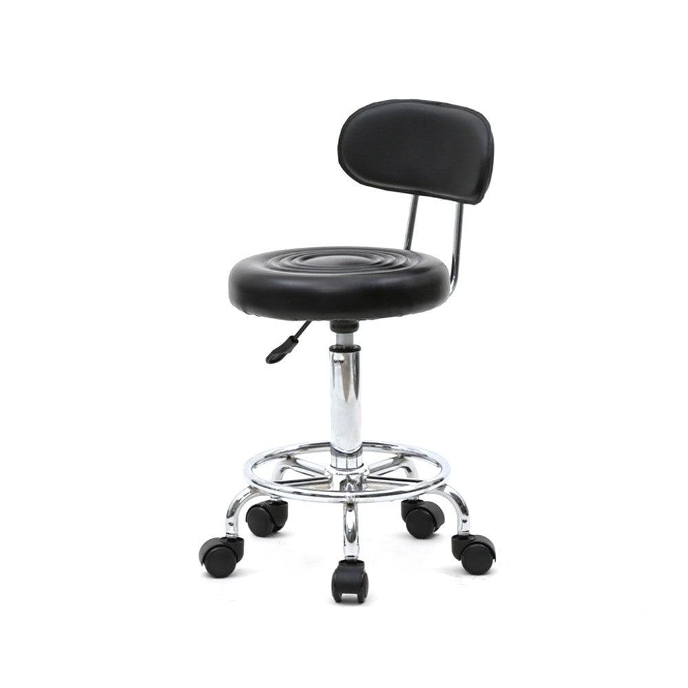 Adjustable Hydraulic Salon Stool with Backrest - Swivel Garage Chair
