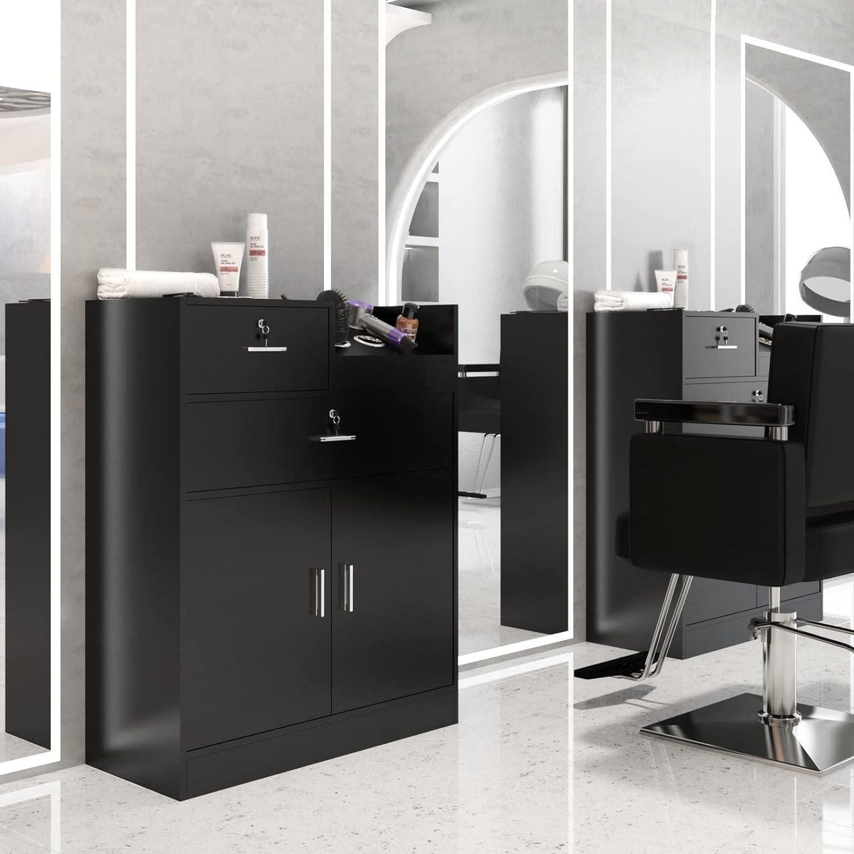Lockable Salon Storage Cabinet with Large Drawers for Hair Stylist Equipment