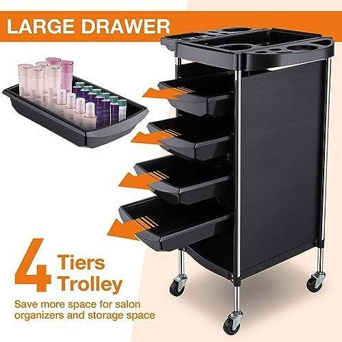 6-Layer Rolling Salon Storage Cart with Wheels for Hair Tools Organizer