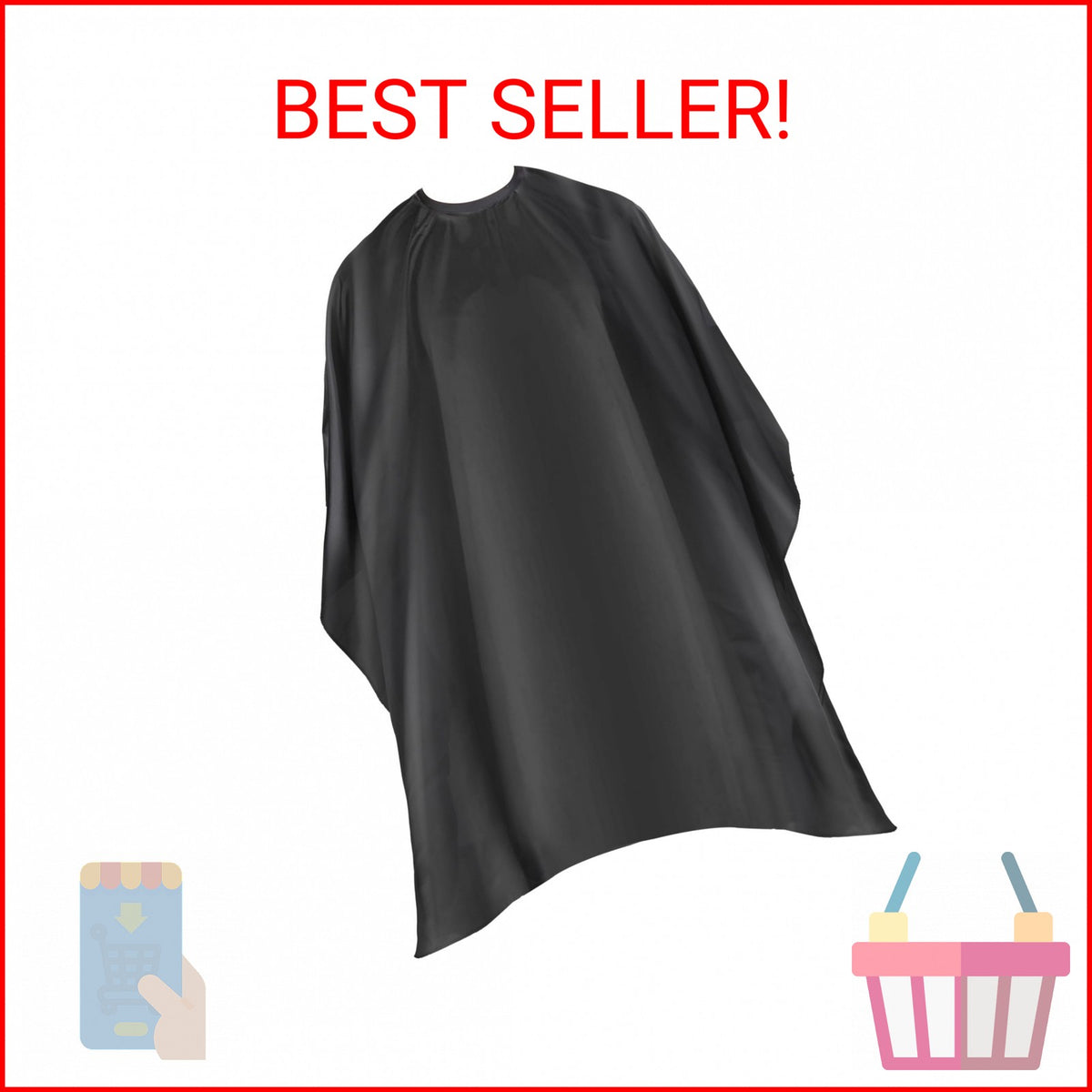 Professional Hair Cutting Cape with Adjustable Snap Closure - Waterproof Salon Barber Cape 57x51 Inches