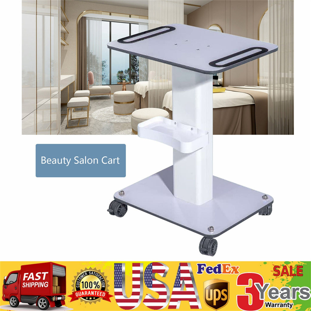 Rolling Salon Trolley Cart with Wheels - White Beauty Organizer for Spa & Salon