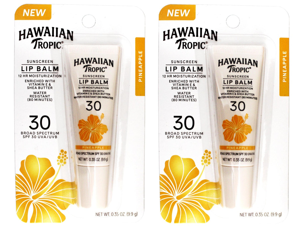 Hawaiian Tropic SPF 30 Lip Balm with Pineapple - 12 Hour Hydration, 2 Pack