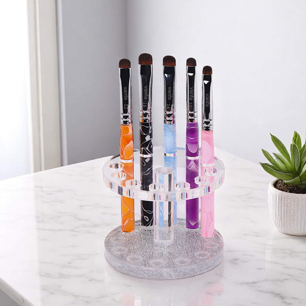French Nail Brush Set with Black Handles - 2 Pack for Gel Cleanup