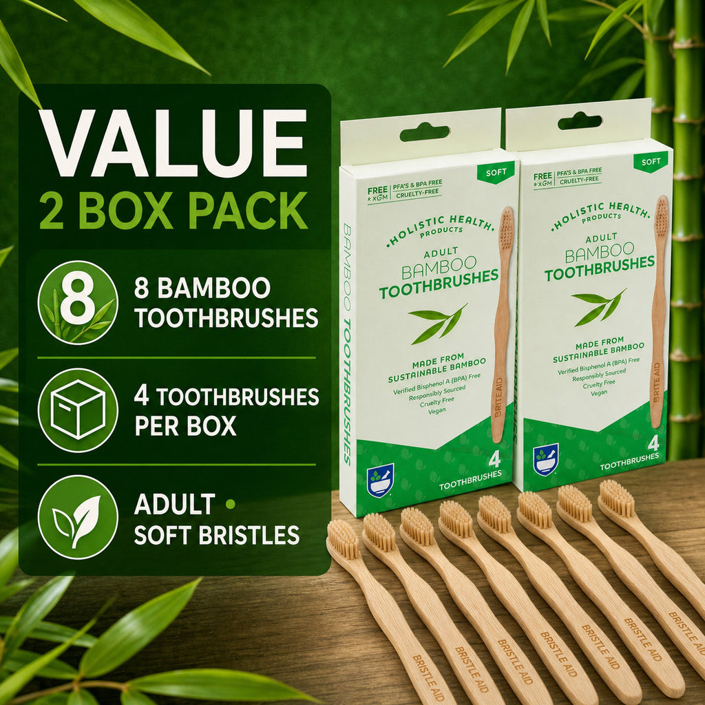 Adult Bamboo Toothbrushes Soft Bristles 8 Pack – Natural Eco-Friendly Oral Care