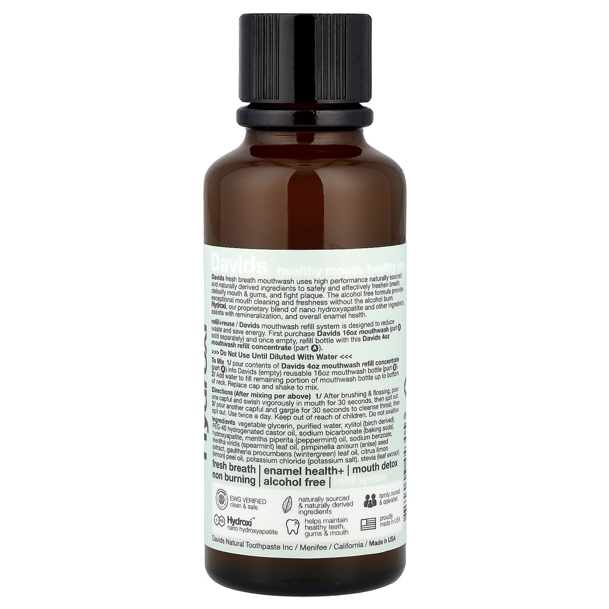 Natural Mint Mouthwash Refill Concentrate - Alcohol-Free, Enamel Health