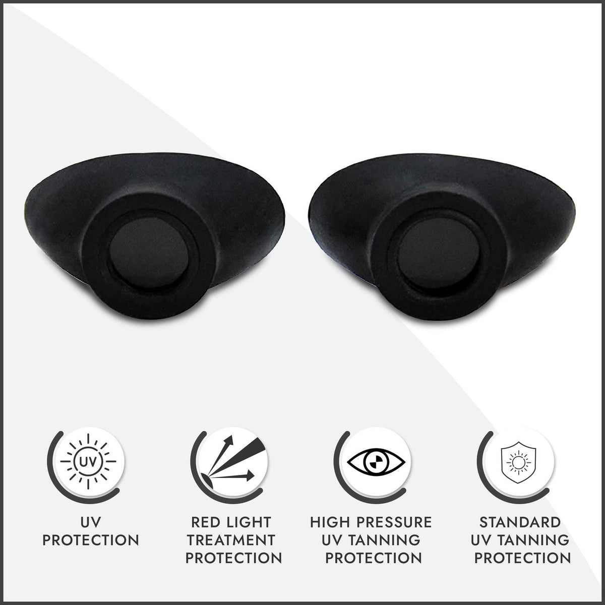 UV Eye Protection Goggles for Tanning Beds - Slim Strapless Black Eyeshields