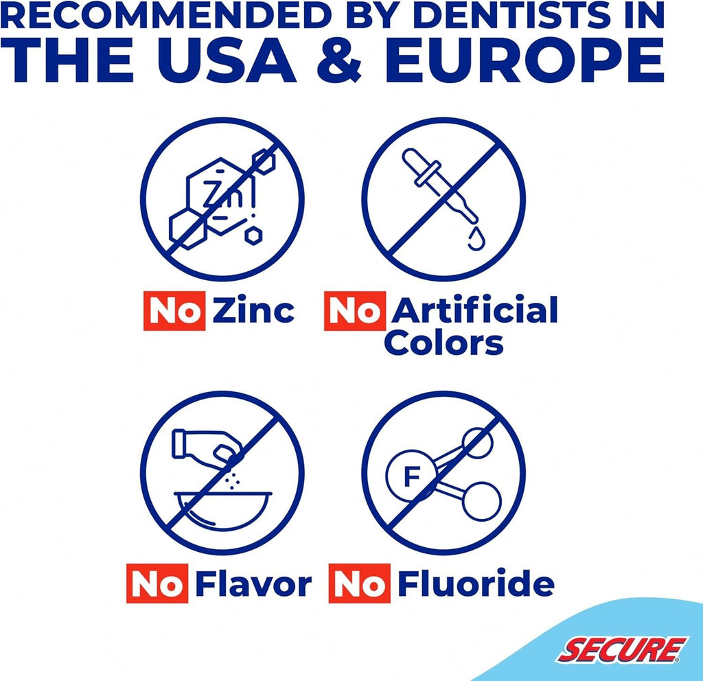 Waterproof Denture Adhesive - Zinc-Free Extra Strong Hold for Upper & Lower Dentures
