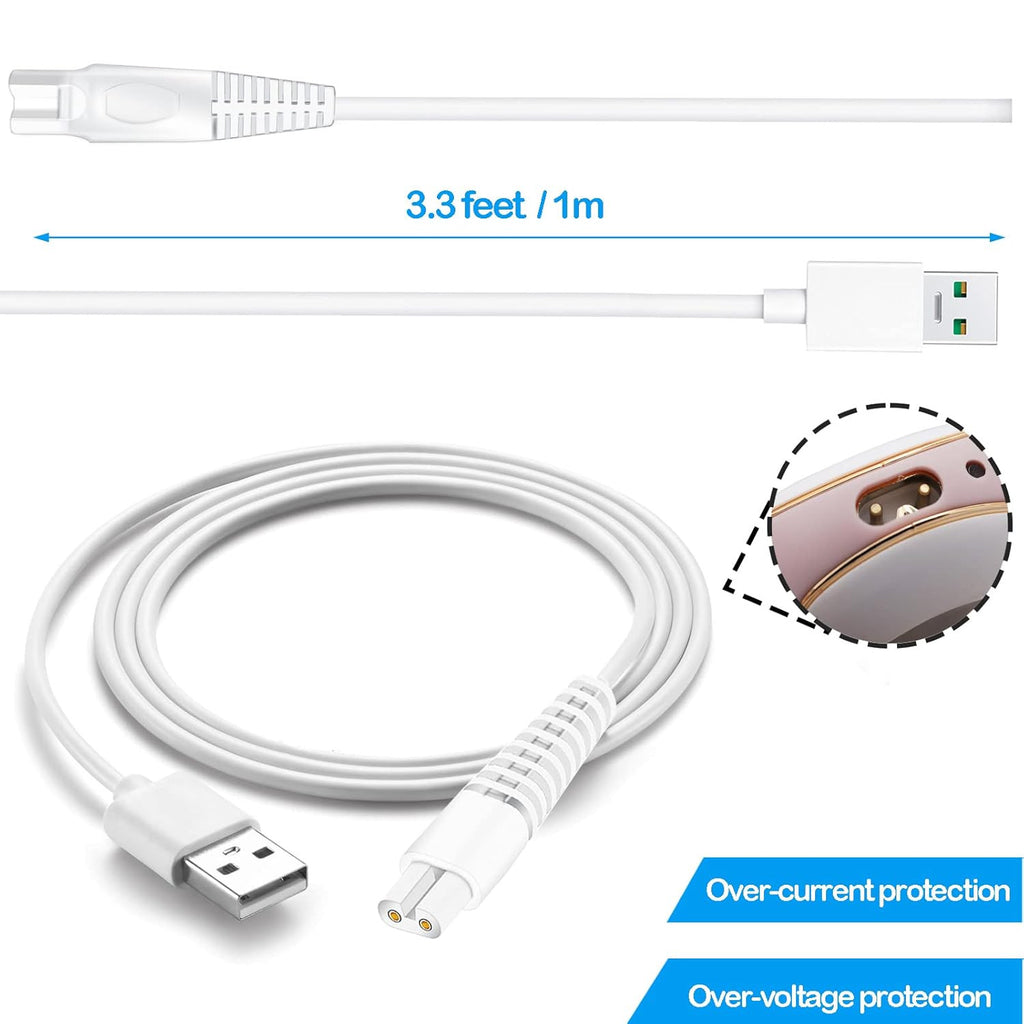 Charging Cable Replacement for Flawless Legs Shaver, Trimmer 2 Pack