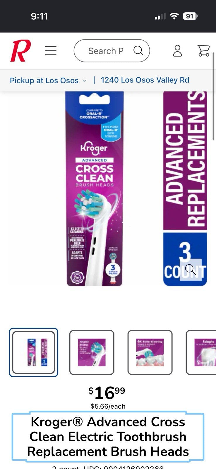 Electric Toothbrush Replacement Heads - Kroger Advanced Cross Clean 2 Pack
