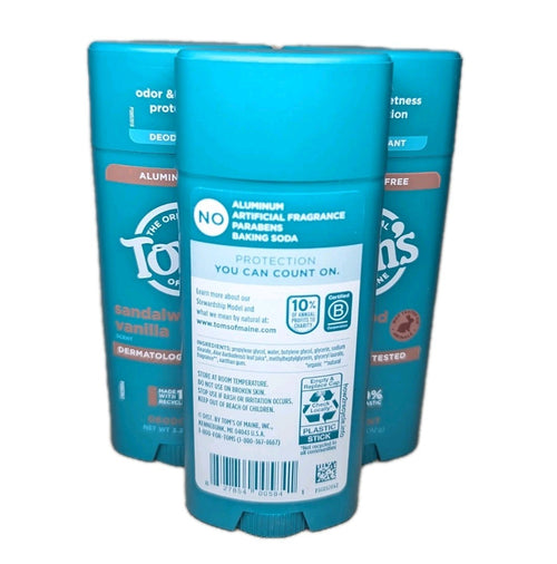 (3-Pack) Aluminum Free Deodorant Sticks - Sandalwood Vanilla - 3.25oz - Natural & Fresh