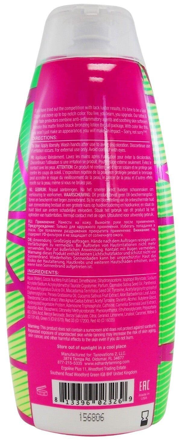 Black Bronzer Tanning Lotion with Tattoo Fade Protect - 50x Dark Color