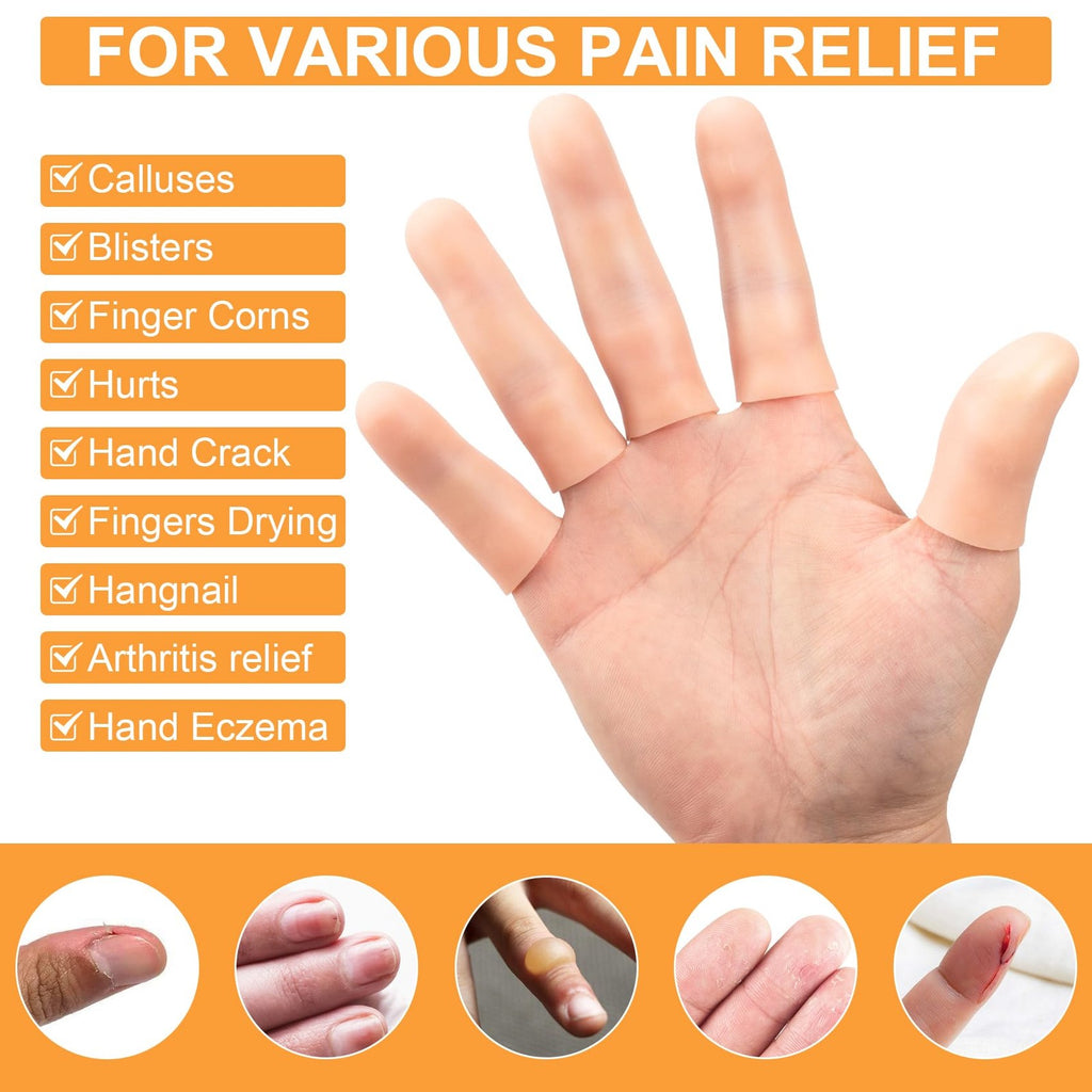Silicone Finger Protectors 10 Pcs Reusable Gel Finger Cots for Finger Support & Relief