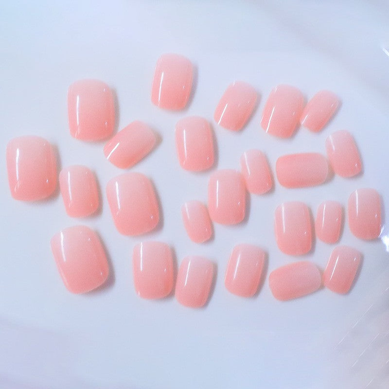 48pcs Short Almond Press-On Nails Nude Pink Glossy Natural Nail Art Kit
